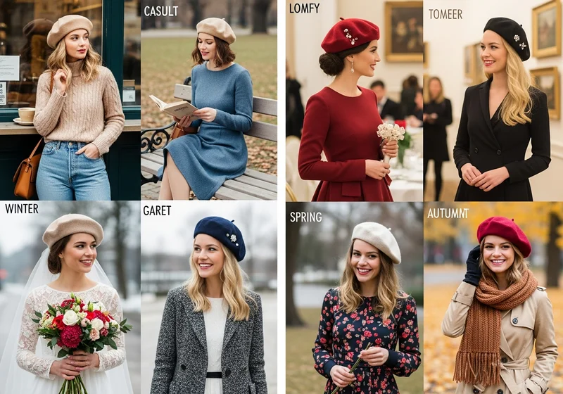Modelki w beretach – propozycje stylizacji na różne okazje: casual, wieczorowe, ślubne, wiosenne, jesienne.
