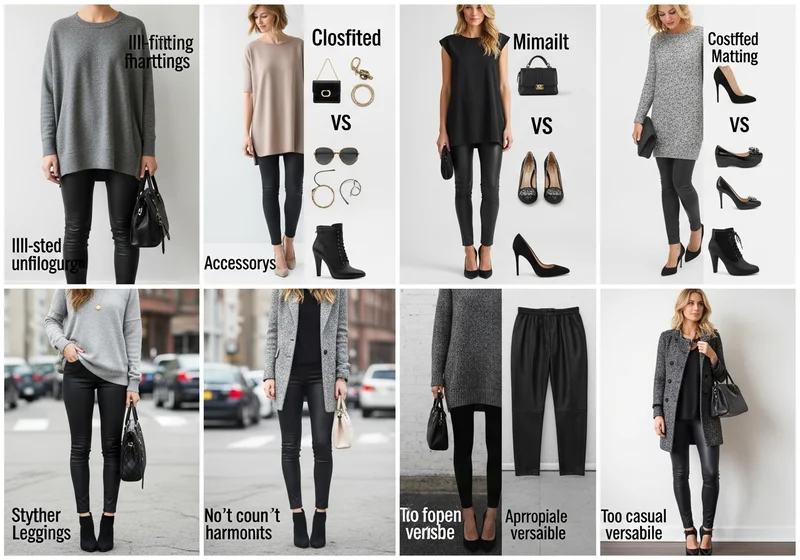 Kolorowe inspiracje i przykłady outfitów ze skórzanymi legginsami.